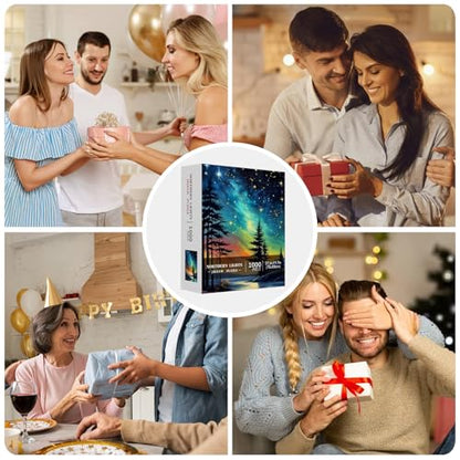 Northern Lights Puzzles for Adults 1000 Pieces, Aurora Borealis Nature Landscape 1000 Piece Puzzle for Adults, Impossible Difficult Hard Fun Jigsaw Puzzles 1000 Pieces