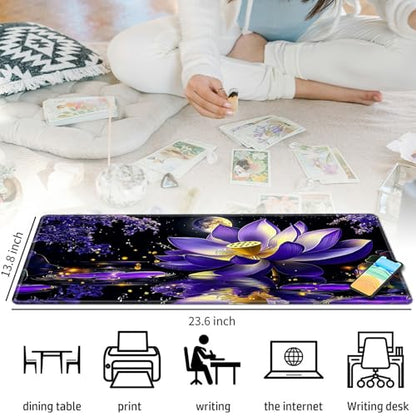 Purple Lotus Flower Blooms for MTG & TCG Playmat Mouse Pad,BFDHGQZC 24" x 14" Game Mat for MTG/RPG/CCG Trading Card Game Playmats Table Mat Perfect for Card Games Video Games Computer Office - color: Purple Lotus Flower Blooms