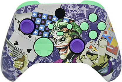 Hand Airbrushed Fade Custom Controller Compatible with Xbox Series X/S & Xbox One (Series X/S Crazy Cards W/Green Mint Inserts) - color: Series X/S Crazy Cards W/Inserts