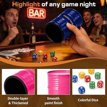 Lies Dice Game Set with 2 Gas Can Shaped Dice Cups, 12 Colorful Dice and Base, for 2-6 Players, Party and Family Fun (Pink+Blue) - color: Pink+blue