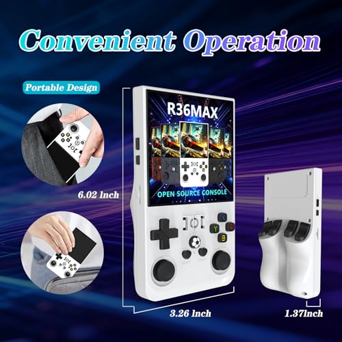 R36MAX 4000mAh Portable Rechargeable Handheld Retro Game Console,Handheld Retro Game Console with 64G TF Car,4.0-inch Screen,Feminine+Masculine Colors Easy Install for Travelers,White - color: Snow White