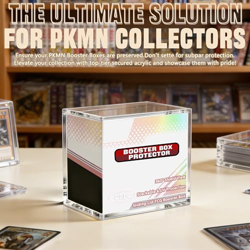 DEDC 1 Pack Acrylic Booster Box Case Magnetic Lid 6 mm Clear | 99% UV Protection with 6 mm Clear Acrylic for Standard English Booster Boxes Inner Size 14.2 X 8.3 X 12.5 cm - size: 1 Pack Booster Box Case