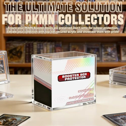 DEDC 1 Pack Acrylic Booster Box Case Magnetic Lid 6 mm Clear | 99% UV Protection with 6 mm Clear Acrylic for Standard English Booster Boxes Inner Size 14.2 X 8.3 X 12.5 cm - size: 1 Pack Booster Box Case