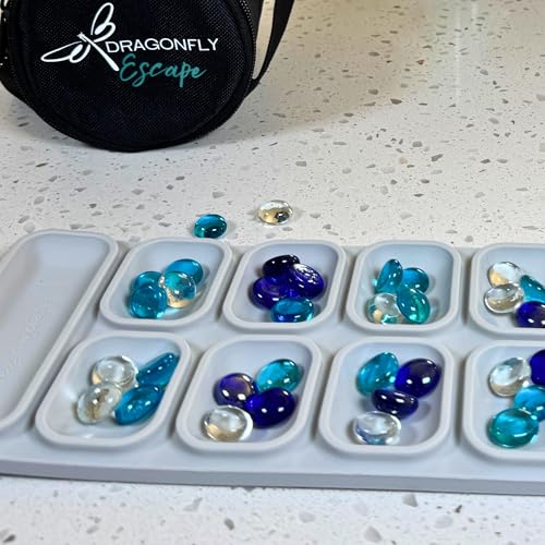 Travel Mancala Game Set – Flexible Silicone Roll-Up Board, 50 Stones & Zippered Canvas Bag – Portable Strategy Game for Adults & Teens (Light Grey) - color: Light Grey