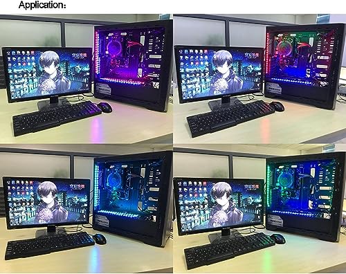 DS Blue PC LED Flexible Light Strip Computer Lighting with Magnetic Design for Computer Case Lighting Kit, Blue Desk Moon Lamp (11.8inch, S Series) - color: Blue