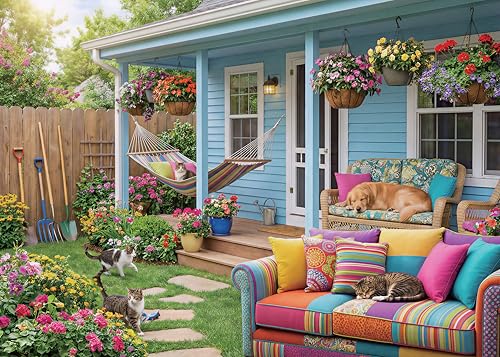 Nattork Jigsaw Puzzles 1000 Pieces for Adults, Families (Garden Cottage) Pieces Fit Together Perfectly - color: Garden Cottage