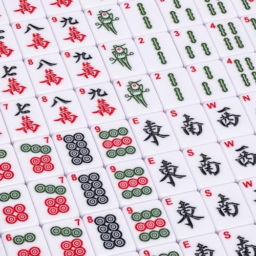 Yellow Mountain Imports Chinese Mahjong Set – Rouge Oasis – 146 Small Tiles for Chinese-Style Play [竹林綠洲」中國麻將]
