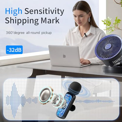 YeenMelly 2-Pack Wireless Lavalier Microphone: for iPhone 15/16, iPad, Android - Mini LED Display, Noise Reduction, Plug & Play, USB-C Charge , Clear Sound - Video/Vlog, Windscreen & Pouch Included