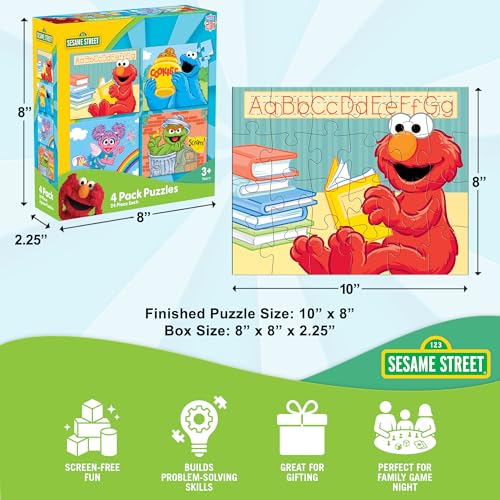 MasterPieces Puzzle Set - 4-Pack 24 Piece Jigsaw Puzzle for Kids - Sesame Street 4-Pack - 8"x10" - style: Sesame Street