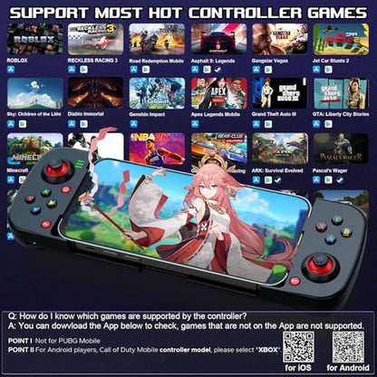 Megadream Mobile Game Controller Gamepad for iPhone iOS Android PC: Works with iPhone 17/16/15/14/13/12/11, iPad, Samsung Galaxy, TCL, Tablet, Call of Duty, Diablo Immortal - Directly Play (Black) - color: Black