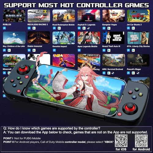Megadream Mobile Game Controller Gamepad for iPhone iOS Android PC: Works with iPhone 16/15/14/13/12/11, iPad, Samsung Galaxy, TCL, Tablet, Call of Duty, Roblox - Directly Play (Blue+Green) - color: Green Blue
