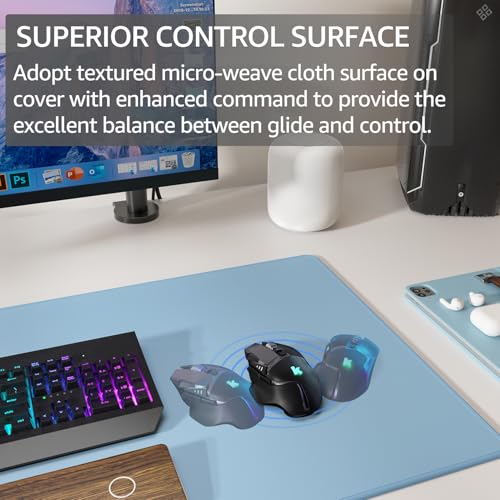 KTRIO Large Gaming Mouse Pad, Desk Mat, 31.5 x 15.7 in, Ice Blue, XXL | Smooth Micro-Weave Surface, Artistic Pattern Design, Non-Slip Rubber Base, Durable Stitched Edges, Office & Home Use - color: Ice Blue, size: 31.5l X 15.7w Inches