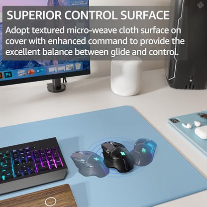 KTRIO Large Gaming Mouse Pad, Desk Mat, 31.5 x 15.7 in, Ice Blue, XXL | Smooth Micro-Weave Surface, Artistic Pattern Design, Non-Slip Rubber Base, Durable Stitched Edges, Office & Home Use - color: Ice Blue, size: 31.5l X 15.7w Inches