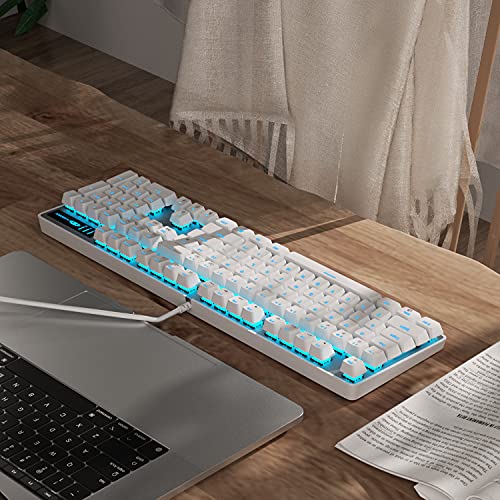 MageGee Mechanical Gaming Keyboard, Wired USB Adjustable Backlight Keyboard, New Mechanical Storm 100% Anti-ghosting Keyboards with Blue Switches for Windows PC/MAC Games (White) - color: White