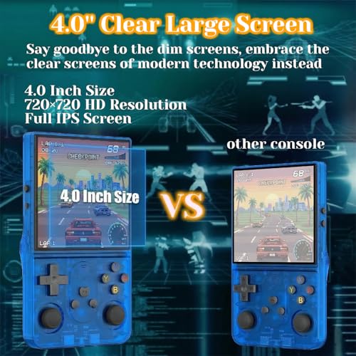 Upgrade S600 Retro Gaming Console, Anti-Slip Patterns Retro Handheld Game Console, 4.0 Inch 720x720 IPS Screen and 18,000+ Classic Games Retro Game Console for Gaming/Playdate/Party/Gift, Blue 64G - style: Blue 64G