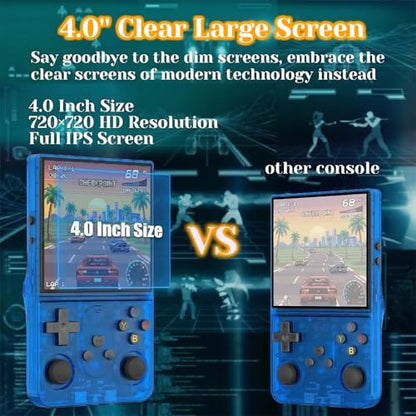 Upgrade S600 Retro Gaming Console, Anti-Slip Patterns Retro Handheld Game Console, 4.0 Inch 720x720 IPS Screen and 22,000+ Classic Games Retro Game Console for Gaming/Playdate/Party/Gift, Blue 128G - style: Blue 128G