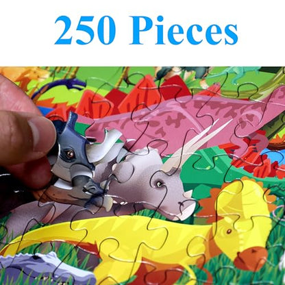 Think2Master Colorful Dinosaurs 250 Pieces Jigsaw Puzzle Puzzle. Great Gift. Size: 14.2” X 19.3”” - style: Dinosaurs