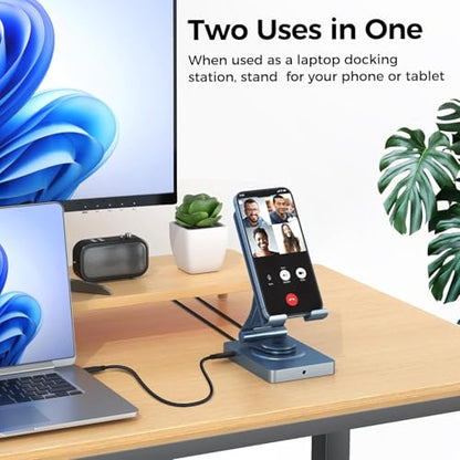 360° Rotating USB C Docking Station for iPad Pro, Tablet, Samsung, Steam Deck, ROG Ally, Legion Go, Msi Claw, etc, 11-in-1 with SD TF 4.0 Reader, 4K@60Hz HDMI, RJ45, Audio, USB A, USB C - style: Without Charger