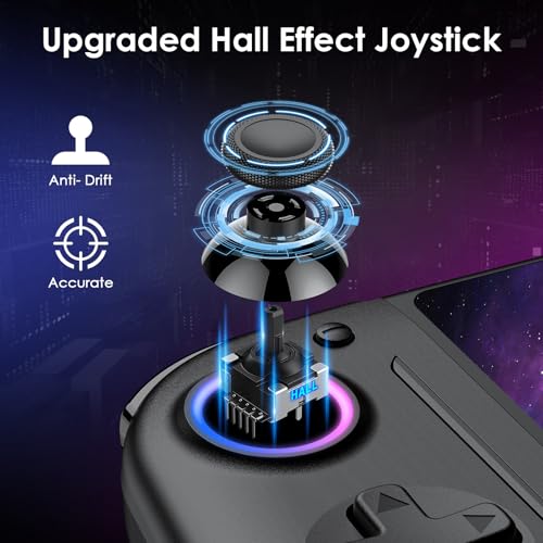 Moonag Switch Controllers Compatible with Nintendo Switch/OLED, Hall Effect One-Piece Controllers with 6-Axis Gyro, Motion Control, Wake-up, Dual Vibration, Turbo, 1000mAh Battery, Black - color: Black