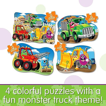 Learning Journey International LLC My First 4-in-A-Box Puzzle – Monster Truck – Educational Toddler Toys & Gifts for Boys & Girls Ages 2 and Up, Multi - style: Monster Trucks