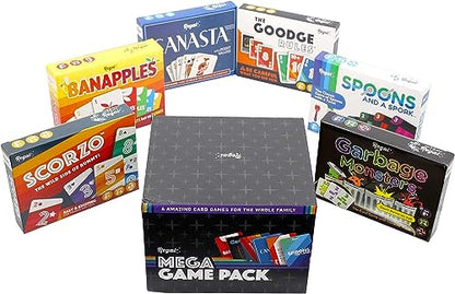 Regal Games Fun Card Games Set for Adults - Canasta, Spoons and a Spork, Garbage Monsters, ScorZo, The Goodge Rules, and Banapples Decks - Fun & Travel Playing Cards for Family Game Night - size: All 6 Games