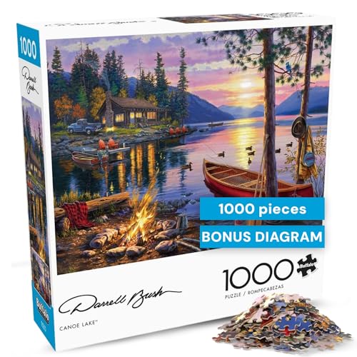 Buffalo Games - Darrell Bush Canoe Lake - 1000 Piece Puzzle for Adults | Made in USA, Perfect Snap Fit, Giftable, Frameable Art, Includes Poster, Recycled Board