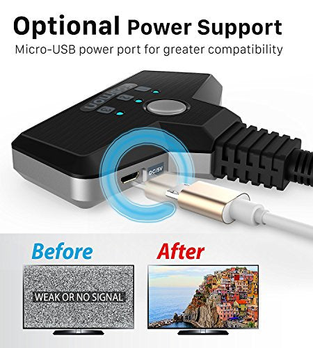 Fosmon 4K HDMI Switch 3 in 1 out 4K@60Hz, 3-Port HDMI Switcher HD 1080P 60Hz HDCP 2.2, HDMI Splitter Hub Compatible with HDTV, PS5/4, Xbox, Fire Stick - size: 4k@60Hz