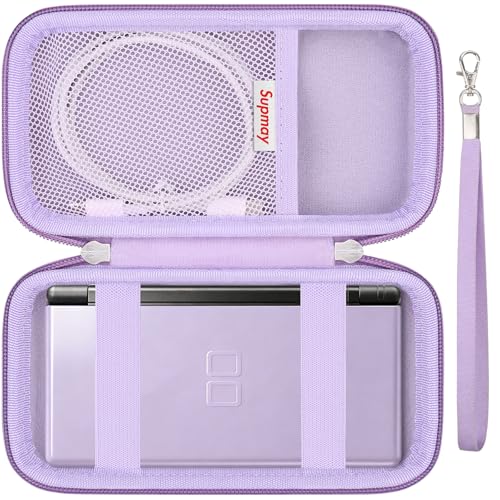 Supmay Hard Carrying Case Compatible with Nintendo DS Lite NDSL, Gameboy Advance Games Storage Holder Travel Bag with Mesh Pocket for USB Charging Cable, Stylus, Earphones, Game Cartridge, Purple - color: Purple