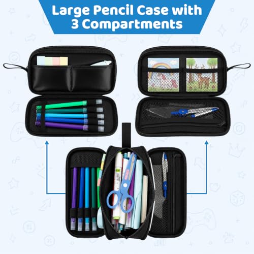 Game Controller Pencil Case for Boys Kids Teens, Large Capacity Pencil Pouch with 3 Compartments, 7 Pockets and Label Pocket for School College Office Travel (Pink & White) - color: Pink&White