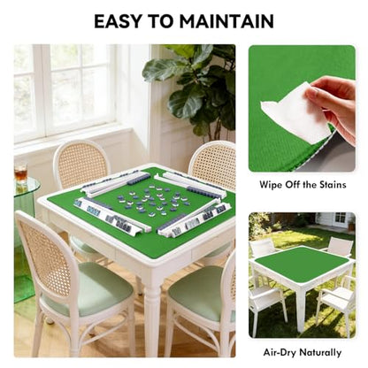 31.5'' Green Mahjong Mat for Table, Non-Slip Noise Reduction Gaming Mat | Classic Gaming Mat with Carrying Bag for Mahjong, Poker, Card, Domino, Board Games, Dominoes,Cards & Tile Games - color: Jade Green