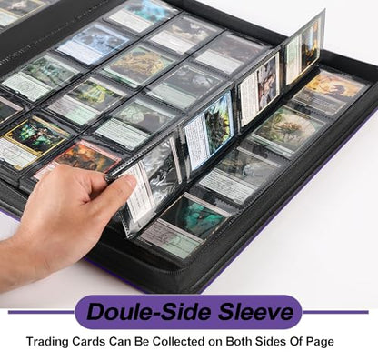 Premium 2000 Pocket Card Binder - 20 Pocket Trading Card Binder with Sleeves Fits 2000 Cards, Ringless Card Album for TCG - Model A，Classic Purple - color: Classic Purple