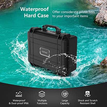 COSTWAY Waterproof Hard Case, 22-Inch Multi-Purpose Small Camera Dry Box with DIY Customizable Foam Insert, IP66 Rated Dustproof Shockproof, Portable Protective Case for Electronics, Drones, Black | DIY Customizable Foam Insert, IP66 Rated Dustproof Shock