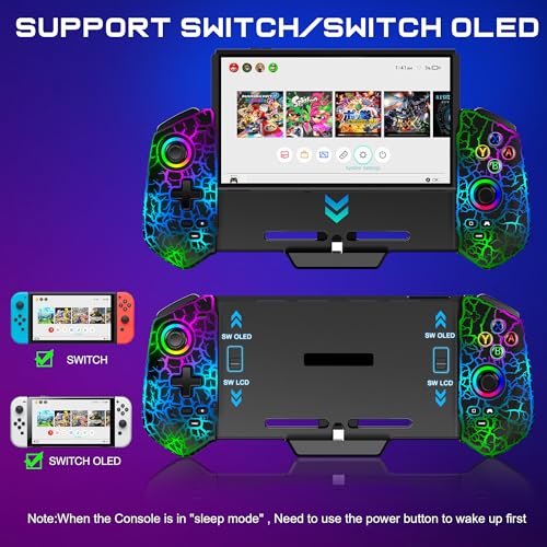 Switch Controller with Hall Joystick for Nintendo Switch/OLED, Wired Switch Pro Remote Controller with Turbo/4 Game Slot/Dual Motor,Handheld Joypad Replacement for Nintendo Switch Controller - color: Black Crack
