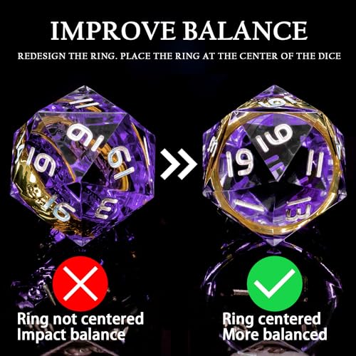 Magic Golden Ring DND Dice Set with Box, Purple Sharp Edge Handmade Lord D and D Polyhedral Dice for use with D&D Tabletop Games RPG, D20 D12 D10 D8 D6 D4 - color: Ring - Purple-2