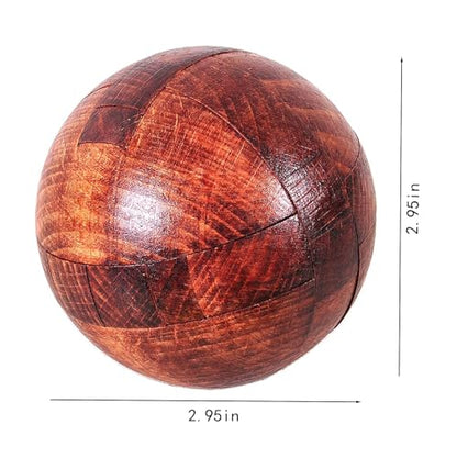 Wooden Brain Teasers Puzzle Handmade Big Wooden Puzzle Magic Ball Toy Intelligence IQ Games 3D Sphere Puzzles for Kids and Adults (Coffee) - color: Coffee