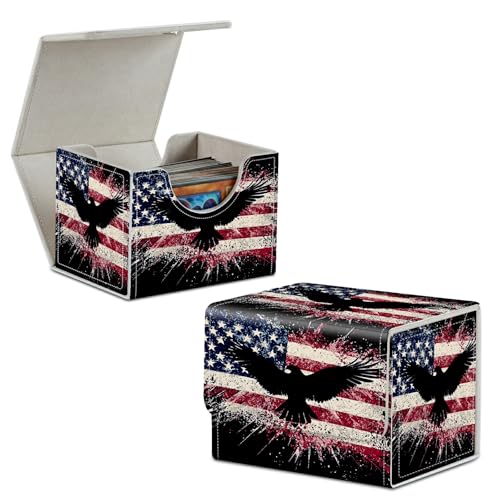 American Flag Eagle Card Deck Box Trading Cards with Strong Magnet Commander Deck Box Card Storage Box Magic Premium Card Storage Box Case Cover for TCG CCG Magic Cards - color: American Flag Eagle, size: A Card Deck Box