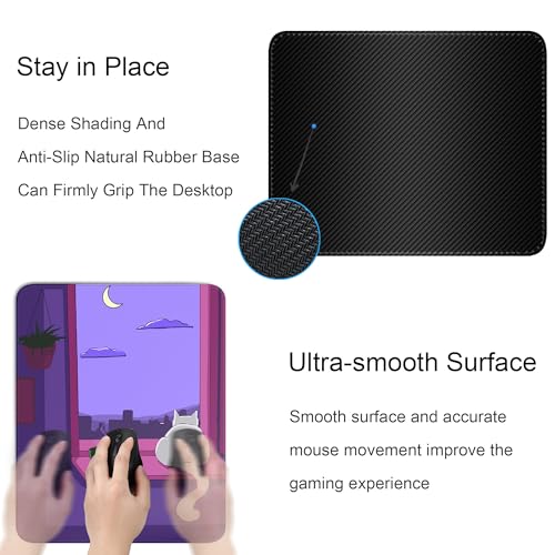 Cute White Cat Square Mouse Pad,Anime Cats Mouse Pads for Wireless Mouse Desk Accessories,10"X8" Travel Mousepad with Non-Slip Rubber Base, Stitched Edge Mouse Pads for Desk,Computers,Laptop,Office - color: S-13