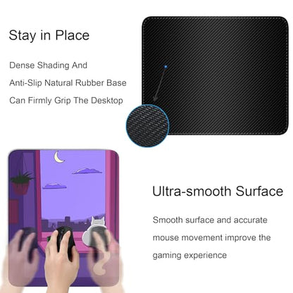 Cute White Cat Square Mouse Pad,Anime Cats Mouse Pads for Wireless Mouse Desk Accessories,10"X8" Travel Mousepad with Non-Slip Rubber Base, Stitched Edge Mouse Pads for Desk,Computers,Laptop,Office - color: S-13