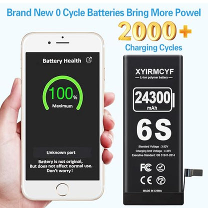 XYIRMCYF 24300mAh Super Capacity Battery Compatible with iPhone 6S, New 0 Cycle-Li-Polymer Replacement Battery for iPhone 6S, with Professional Repair Tool Kit - color: 6S-24300