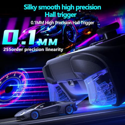 YUYIU Wireless Gaming Controller for PC, Switch, Steam Deck, Android, iOS | Bluetooth Controller with Hall Effect Joystick/RGB/1000Hz/Turbo/Macro/800mAh Battery/6-Axis Gyro/Vibration (Black) - color: BLACK