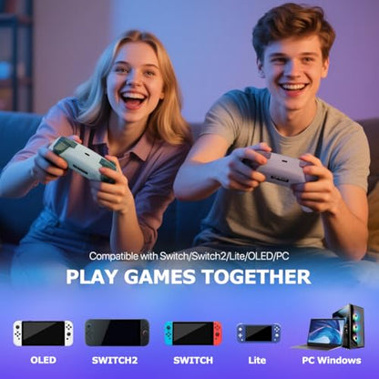 Wireless Switch Controller for Switch/Switch 2/Lite/OLED/PC Controller with 2.4G Adapter, Lake Blue Switch Controller with Hall Joysticks & Hall Triggers, Switch Pro Controller with Wake-up, 2 Back Programmable Buttons, Turbo Function - color: Lake Blue