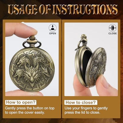 Kabinka DND Dice Set, 7pcs Mini Metal Dice with Pocket Watch Shell, Portable D&D Die with Necklace, Dungeons and Dragons Dice for RPG(Five-Headed Dragon, Bronze) - color: Bronze, style: Five-Headed Dragon