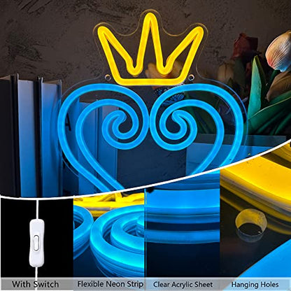 Manimo LED Kingdom and Hearts Neon Signs for Wall Decor, Anime Neon Sign, Neon Game Room Setup, USB Powered for Man Cave Game Home Party Bedroom Room Teenager Gamer Birthday Gifts(9.8 * 13in) - style: Kingdom Heart