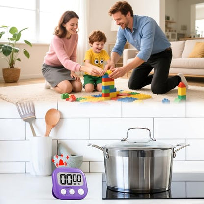 Timer for Kids Teachers Supplies Digital Kitchen Timers for Cooking Large Magnetic Classroom Timer 2Pack-Blue Purple - color: Blue Purple