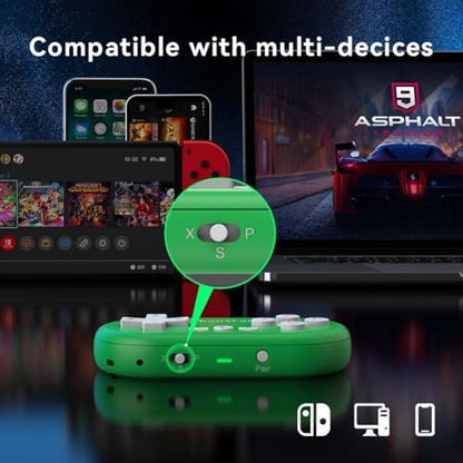 ShanWan Bluetooth Gamepad Keychain Sized Mini Controller for Switch, Windows, Android, iOS & PS4（green） - color: green