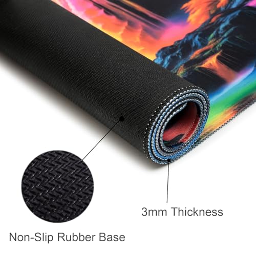 Simpkeely Large Fantasy Waterfall Gaming Mouse Pad - Blacklight Waterproof Glowing Desk Mat, 31.5" x 11.8" Extended Non-Slip Rubber Base for Office & Home - color: Waterfall