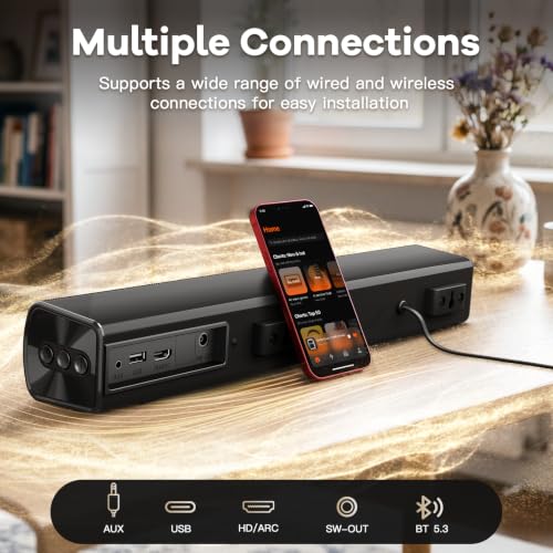 Sound Bar for Smart TV, Karaoke Sound Bar with Wireless Microphones, 2.1CH Soundbar with Subwoofer, BT 5.3 Surround Sound System for TV, Home Theater Soundbar Speakers with Bluetooth/ARC/AUX for Party