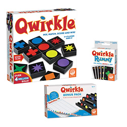 MindWare Strategy Games Pack - Qwirkle, Qwirkle Rummy & Bonus Pack - Family & Adult Party Games - Ages 6+