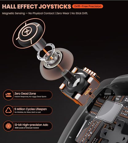 PC Controller with Hall Effect Joysticks & Trigger, Wireless PC Gaming Controller with Charging Dock & RGB Design, 1000Hz Polling Rate, No Drift, Programmable Back Buttons, Turbo, Gaming Controller for Windows PC/Switch/Android/iOS - color: Black