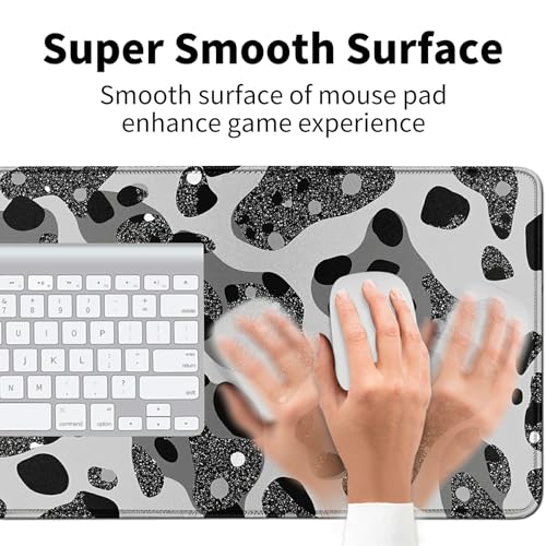 Glittering Leopard Print for MTG & TCG Playmat Mouse Pad,BFDHGQZC 24" x 14" Game Mat for MTG/RPG/CCG Trading Card Game Playmats Table Mat Perfect for Card Games Video Games Computer Office - color: Glittering Leopard Print
